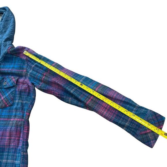 Columbia Hooded Plaid Button Down Shacket Women's S Outdoor Camp Cotton Casual - Picture 9 of 11